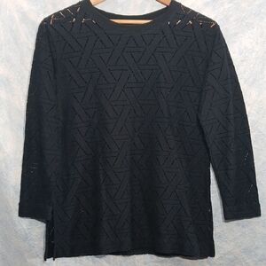 Banana Republic Black Geo Lace Sweatshirt SZ S
